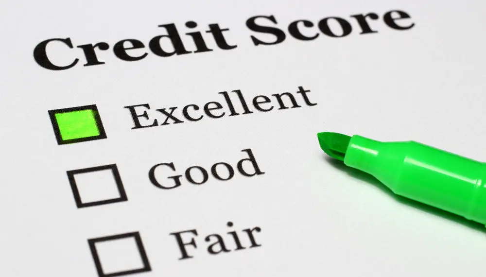 paper showing credit score and three ratings: excellent, good and fair. With Excellent being highlighted